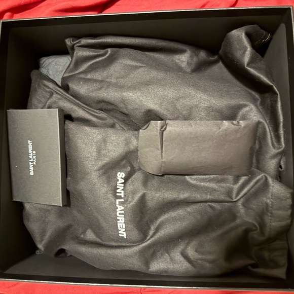 Yves Saint Laurent Black Heels with Gold Logo Accent - Picture 4 of 6